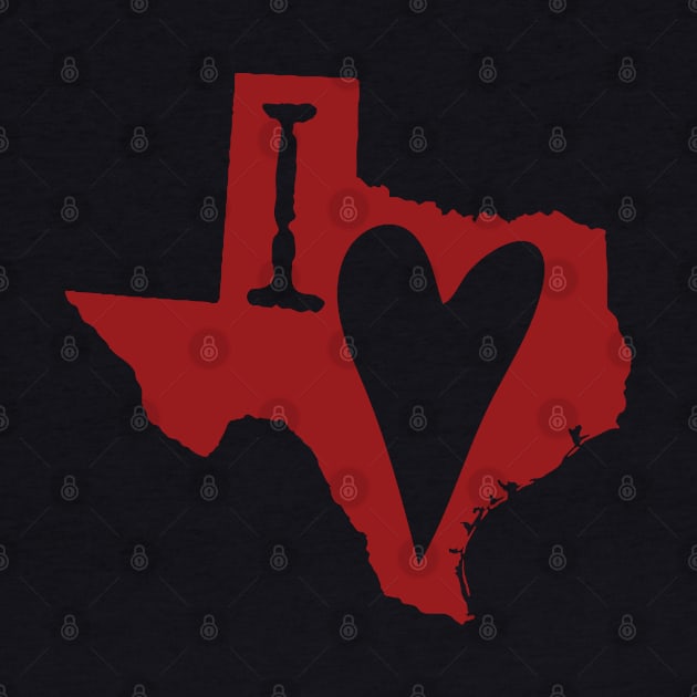 Red I Heart Texas, I Love Texas by PelagiosCorner